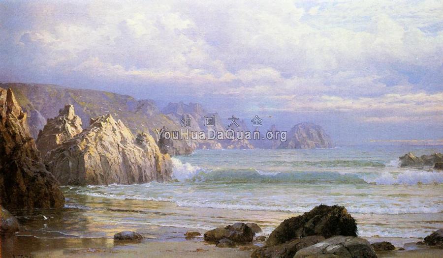 Seascape, Along the Cliffs - 威廉·特罗斯特·理查兹